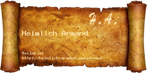 Heimlich Armand névjegykártya